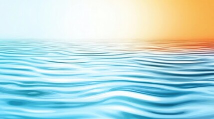 Poster - Water watercolor concept. Tranquil water surface reflecting soft hues of blue and orange during sunset.