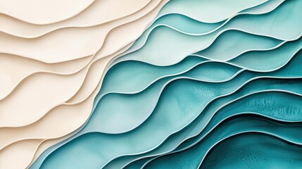 Poster - Water watercolor concept. Abstract waves in soothing colors create a modern and artistic visual texture.