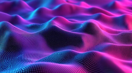 Poster - Abstract neon waves, digital landscape, vibrant background, tech design