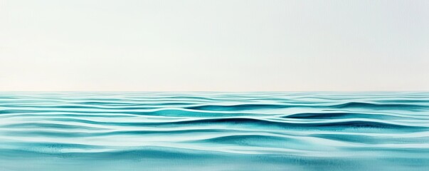 Aufkleber - Water watercolor concept. Serene ocean waves under a clear sky, capturing the beauty of nature's tranquility.