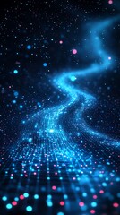 Poster - Glowing Blue Energy Stream: Abstract Digital Art
