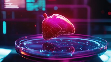 Poster - Futuristic Liver Scan:  Advanced Medical Technology and Organ Analysis