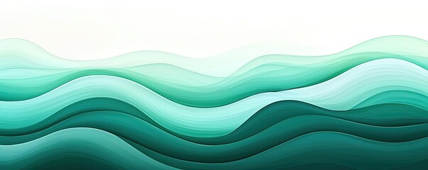 Poster - Water watercolor concept. Abstract wavy patterns in green tones create a soothing and harmonious visual effect.
