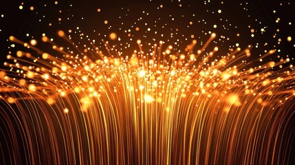 Poster - Golden light streams explode, dark background, digital art, website design