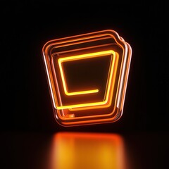 Poster - 3D render of an orange and yellow neon shopping icon, standing out with its vibrant glow on a black backdrop