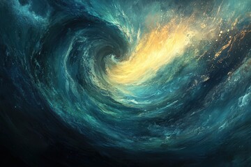 Poster - lively and vibrant underwater abstract background, with swirling colors and soft flowing movements that evoke the energy and fluidity of the deep ocean
