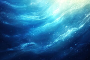 Poster - lively and vibrant underwater abstract background, with swirling colors and soft flowing movements that evoke the energy and fluidity of the deep ocean