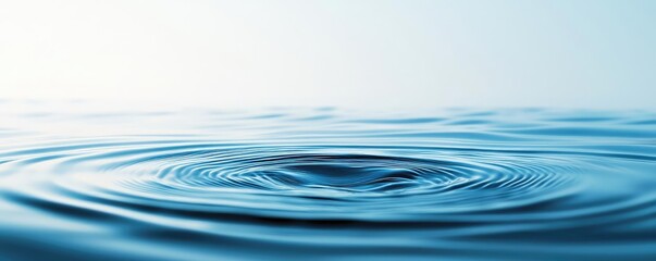 Poster - Water watercolor concept. A serene ripple effect in calm blue water, creating a soothing and reflective surface.