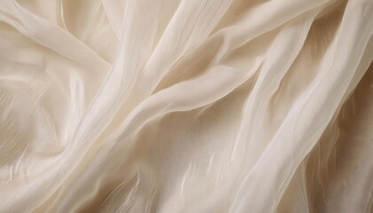 Poster - delicate beige chiffon fabric texture with soft folds and translucent layers, ideal for background, product design, or artistic visuals