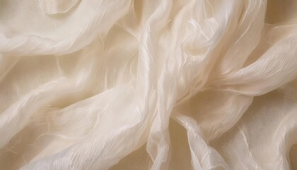 Poster - delicate beige chiffon fabric texture with soft folds and translucent layers, ideal for background, product design, or artistic visuals