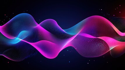 Poster - Abstract glowing wave, digital art, dark background, website banner