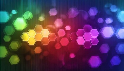 Aufkleber - vibrant hexagonal bokeh abstract with a rainbow gradient, ideal for creative backgrounds, graphic designs, and digital art projects