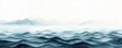 © Tin - Water watercolor concept. Serene watercolor landscape of gentle waves and distant mountains in muted tones.