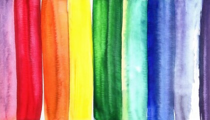 Poster - vibrant watercolor rainbow stripes pattern with bold color transitions, ideal for design, art projects, and creative background