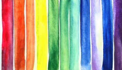 Poster - vibrant watercolor rainbow stripes pattern with bold color transitions, ideal for design, art projects, and creative background