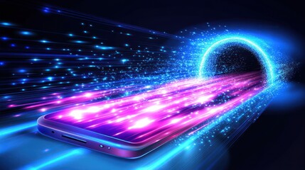 Poster - Fast Mobile Data Transfer, Futuristic Portal, Speed