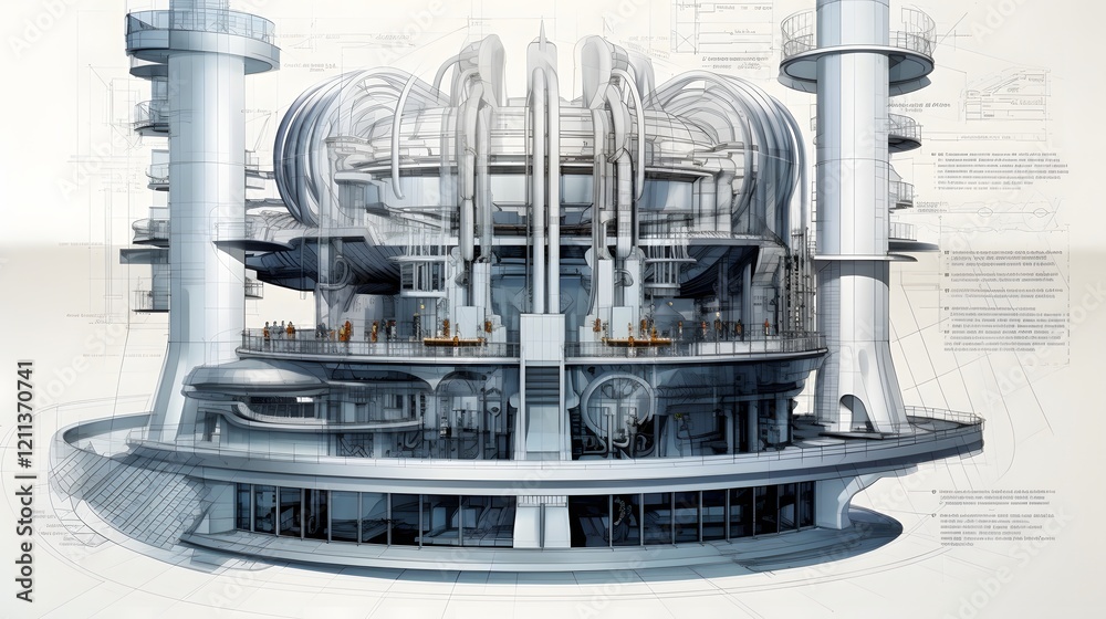 Detailed technical drawing showcasing the design and components of a ...
