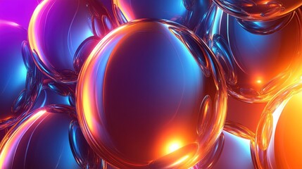 Poster - Vibrant spheres glow, abstract background, digital art, tech design