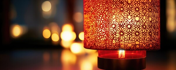 Poster - Chinese new year celebration idea. A decorative lamp casting warm light, adding ambiance to any cozy space.