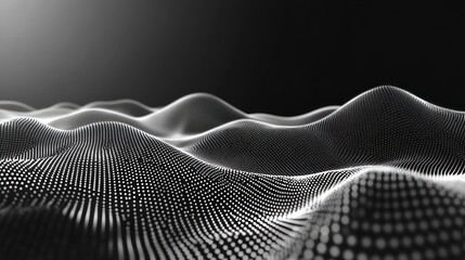 Poster - Abstract digital wave landscape, dark background, tech concept