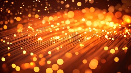 Poster - Golden fiber optic streaks, bokeh background, digital art, website header