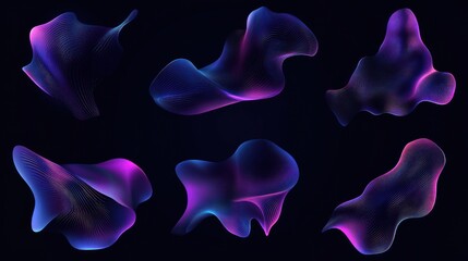 Poster - Abstract neon shapes, digital art, dark background, design elements