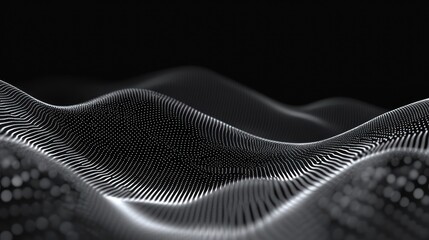 Poster - Abstract data waves flowing in dark space, digital background