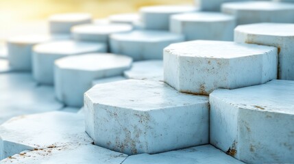 Poster - Abstract Hexagonal Stone Formation: A Study in Light and Texture