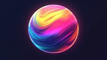Poster - Colorful sphere, swirling paint, dark space, abstract art, website banner
