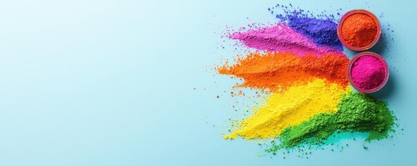 Poster - Rainbow holi idea. Vibrant colors burst with joy, conveying emotions and happiness in creative expression.