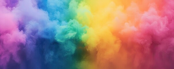 Poster - Rainbow holi idea. Vibrant colorful smoke creates a mesmerizing abstract background effect.