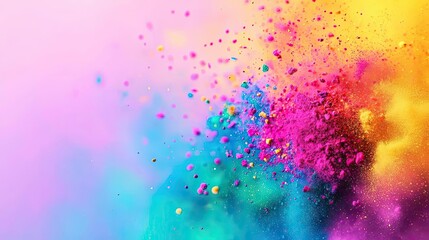Poster - Rainbow holi idea. Vibrant explosion of colorful powder creating an artistic and energetic background.
