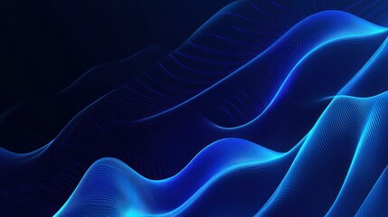 Poster - Abstract Blue Wave Digital Art: Serene Digital Landscape