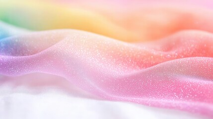 Poster - Rainbow holi idea. Soft and shimmering pastel fabric background with a dreamy, ethereal quality.