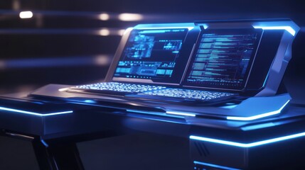 Poster - Futuristic Workstation: Advanced Technology and Sleek Design