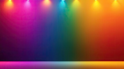 Poster - Rainbow holi idea. Colorful stage lights illuminating a vibrant background for creative projects.