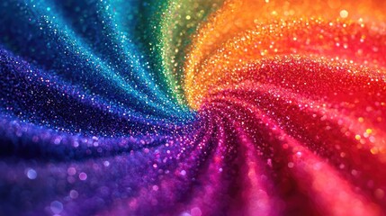 Aufkleber - Rainbow holi idea. A vibrant swirl of rainbow colors filled with sparkling glitter and light.