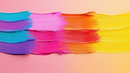 Aufkleber - Rainbow holi idea. Colorful abstract paint strokes in vibrant hues on a pastel background.