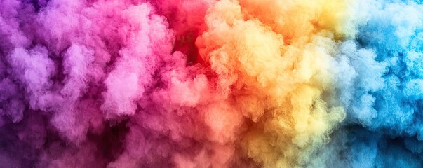 Poster - Rainbow holi idea. Vibrant smoke clouds in rainbow colors creating a mesmerizing visual effect.