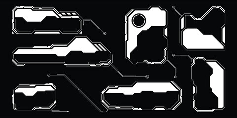 Aufkleber - Sci-fi futuristic hud dashboard display virtual reality technology screen. User Interface set. Statistics, Data information infographic. Vector graphic