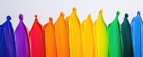 Poster - Rainbow holi idea. Vibrant paint drips creating a colorful visual display of hues in perfect harmony.