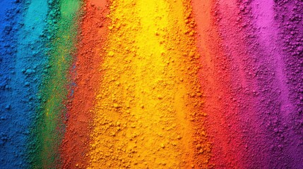 Aufkleber - Rainbow holi idea. Vibrant rainbow powder textures spread across a surface, ideal for creative designs.