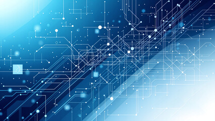 Poster - abstract background with glowing circuits lines technology and digital world . Generative AI