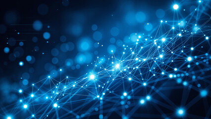 Poster - abstract background with glowing circuits lines technology and digital world . Generative AI