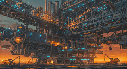 Poster - abstract industrial type technological background . Generative AI