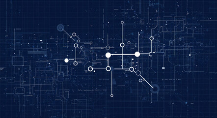 Poster - abstract background with glowing circuits lines technology and digital world . Generative AI