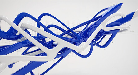 Poster - high tech background with white and blue lines and shapes . Generative AI