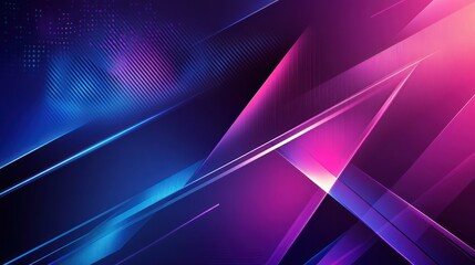 Poster - abstract neon geometric wallpaper: vibrant purple and blue lines