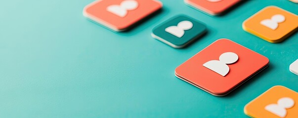 Aufkleber - Online courses concept. Colorful user interface icons for social media and networking applications.