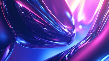 Poster - abstract neon liquid reflections: a symphony of purple and blue